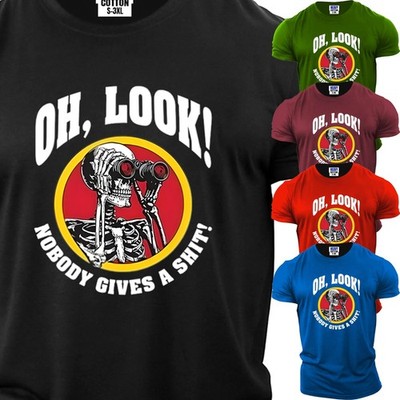 Skull Men's Oh Look Nobody Gives Funny T-Shirt Humor Graphic American Sarcastic