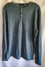 Toscano Gray Knit Henley Long Sleeve Merino Wool Blend Sweater Size XL