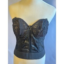 Goddess Vintage Corset Bustier Black Lace Pin Up Goth Strapless 34D Made In USA