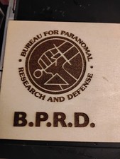 Hellboy BRPD Logo Laser Engraved Wood Image