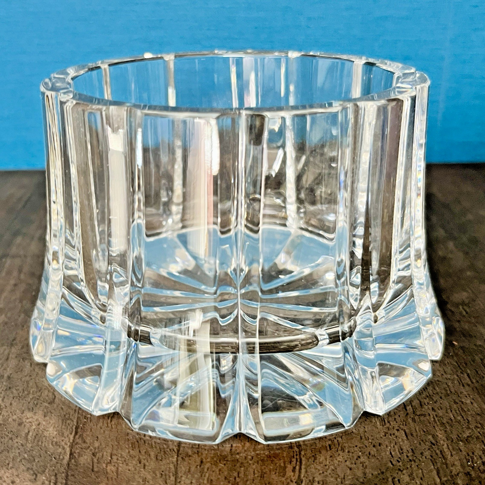 Heavy Crystal Wine Coaster Ribbed Fluted Design Barware 13cm