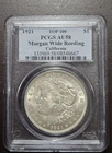 1921 Morgan Silver Dollar PCGS AU58 Wide Reeding California Top 100 PCGS AU58