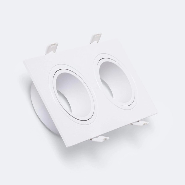Aro Downlight Cuadrado Basculante para dos Bombillas LED GU10 / GU5.3 Corte