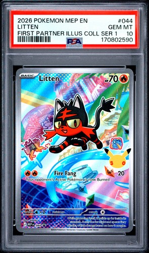 2026 POKEMON MEP FIRST PARTNER ILLUSTRATION COLLECTION #044 LITTEN PSA 10
