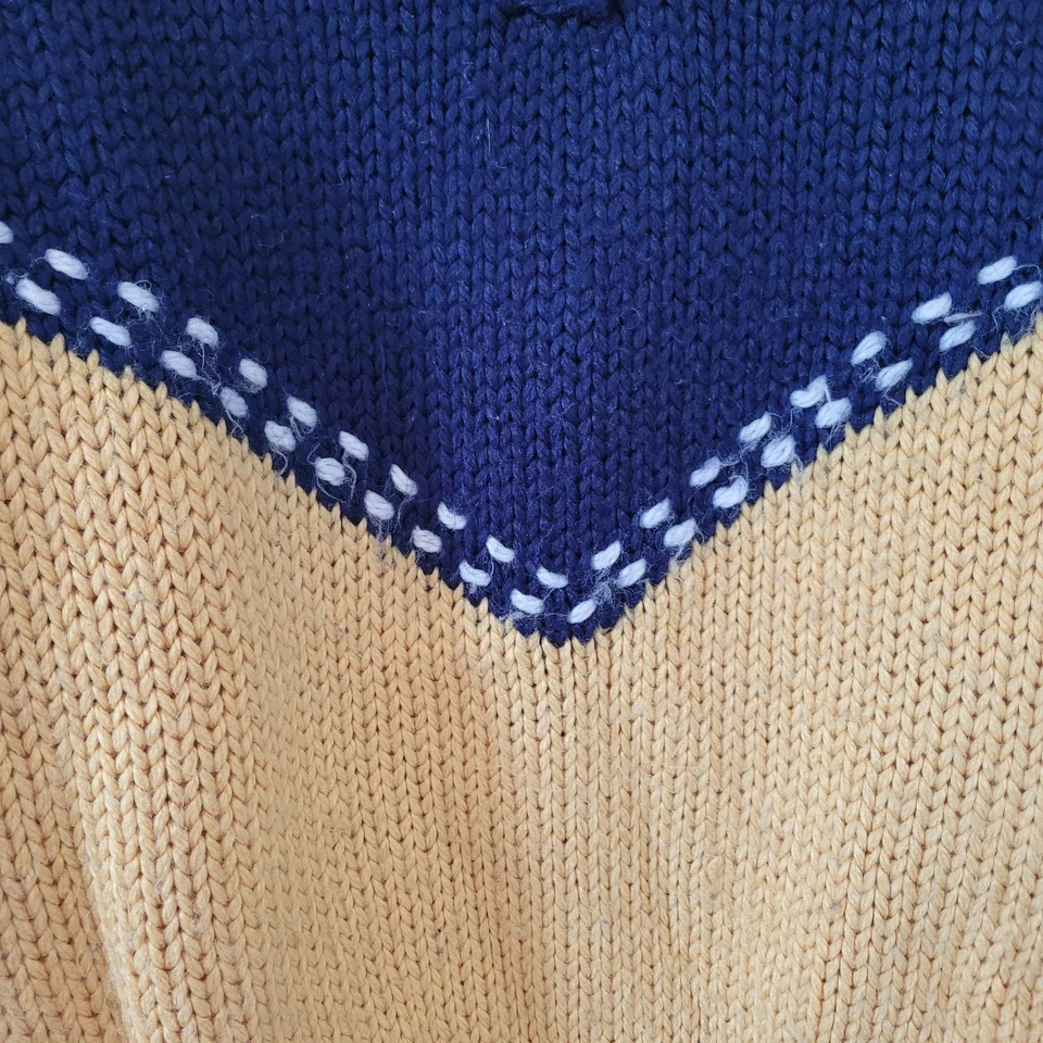 Vintage Early "Calvin" Calvin Klein Knit Sweater 80s colorblock Yellow Navy Sz S - Image 2 of 4