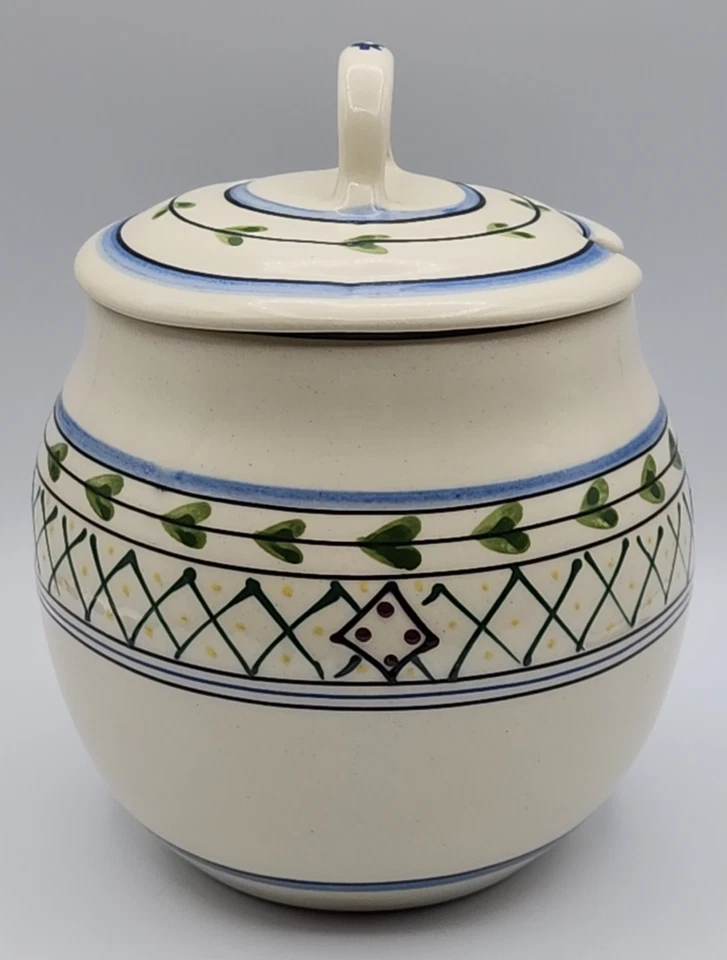 Tarro de galletas Hartstone Country Squire? ¿Bote? ca 8 1/2" Alto con Tapa LEER AZUL Foto 3 de 4