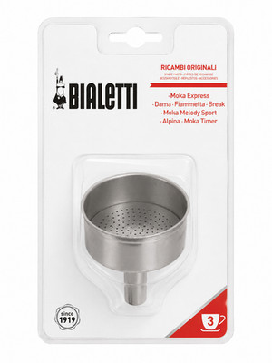 Bialetti Funnel Filter 3 Cups  Replacement Moka Express Dama Fiammetta Italy