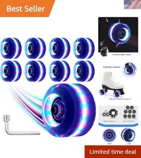 Light up Roller Skate Wheels 8 Pack, 78A Hardness LED Skateboard Wheels with Pre