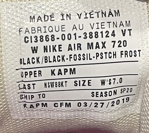 Super Rare Nike PROMO SAMPLE Air Max 720 White Black Rare Size 7. Free Shipping - Picture 7 of 7