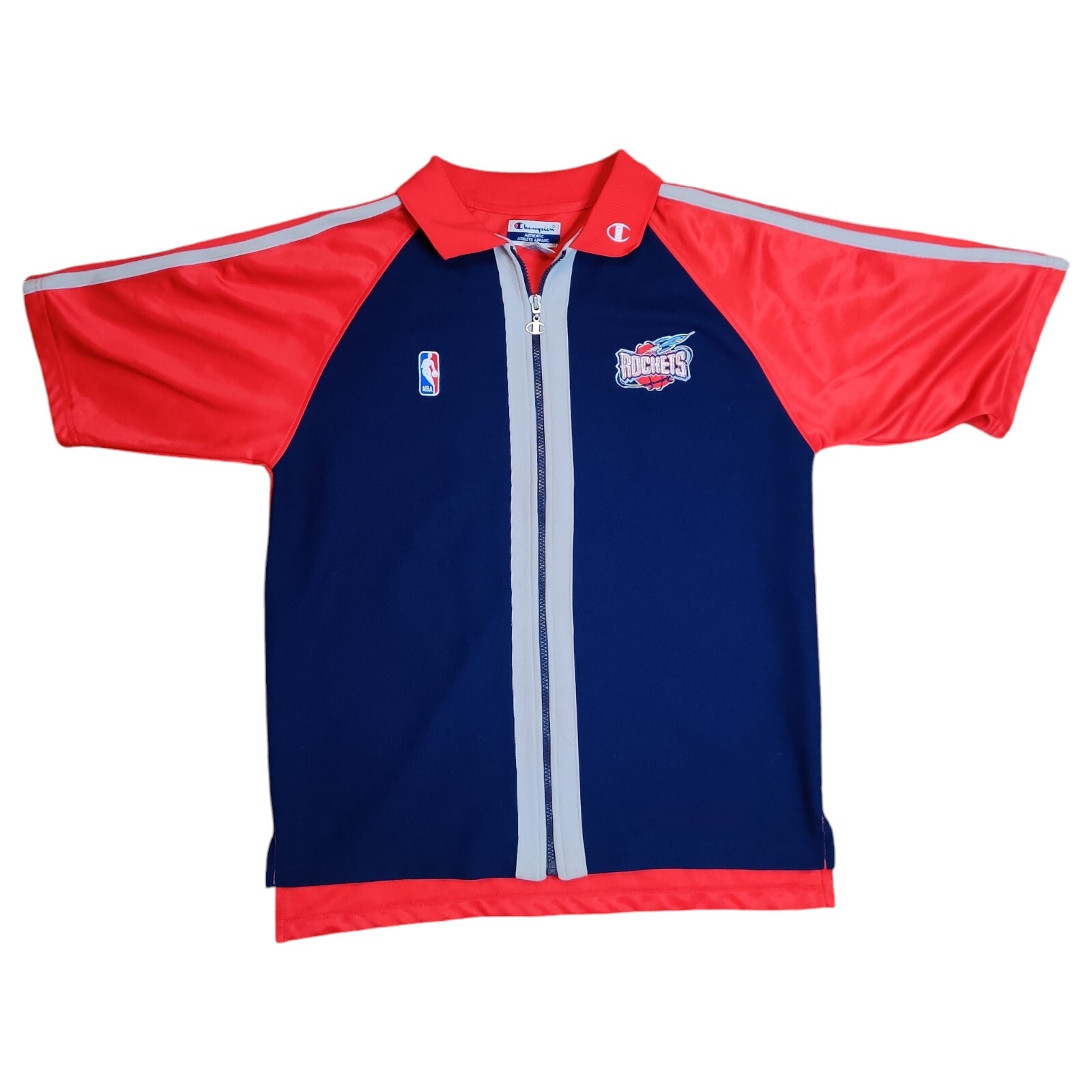 Breaking: Houston Officer Shooting Sparks Manhunt 13 Vintage Champion Houston Rockets Shooting Shirt Mens Medium Blue &Amp; Red Zip Up