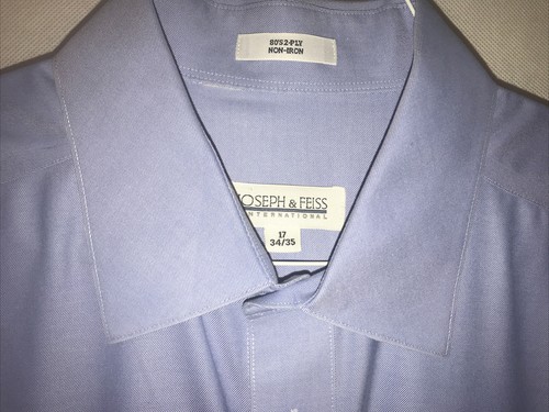 Joseph & Feiss Light Blue Mens Button Down Dress Shirt 17 34-35 Non Iron - Picture 2 of 3