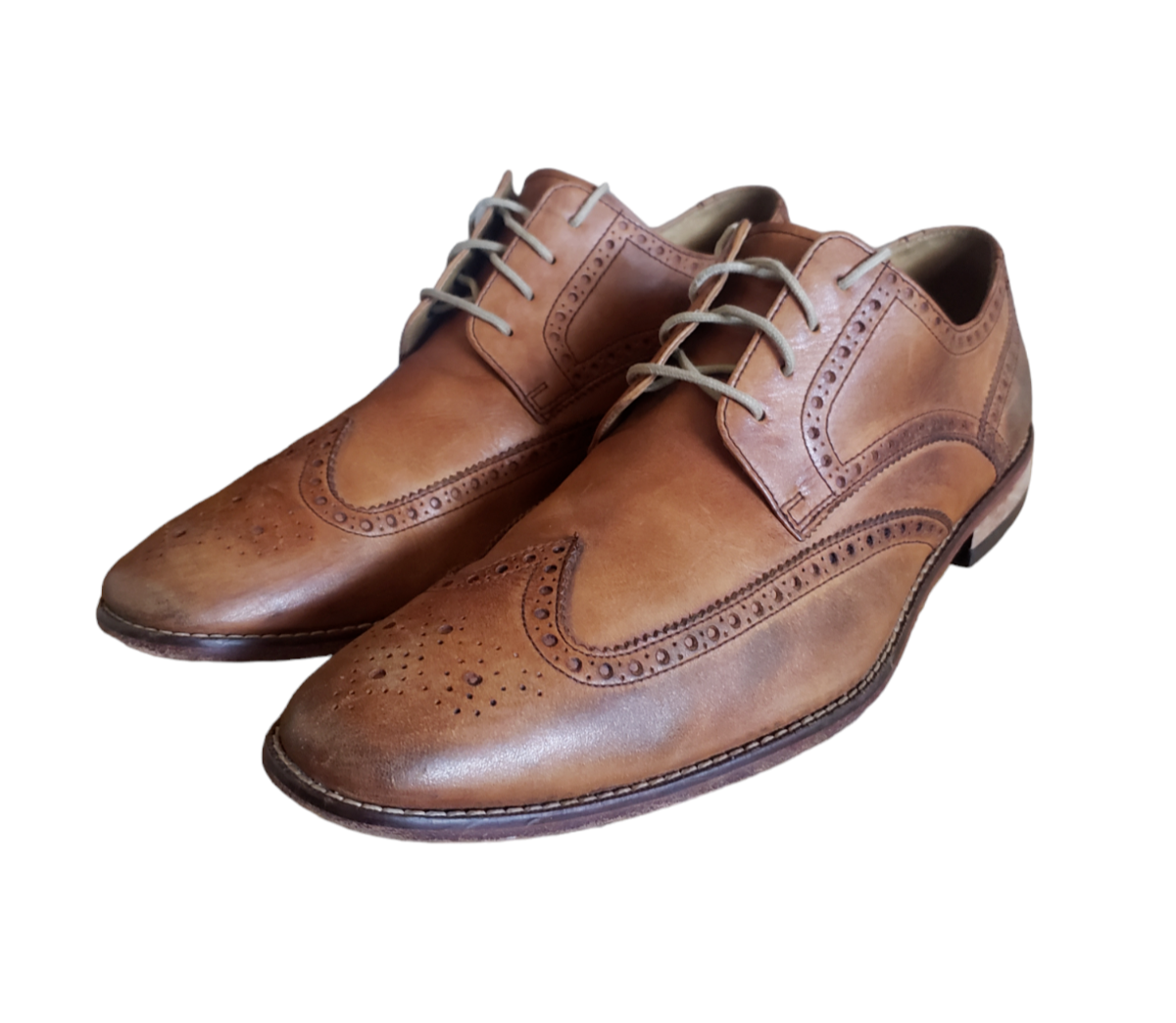 Cole Haan Giraldo Wingtip Dress Shoes C13390 British Tan Leather