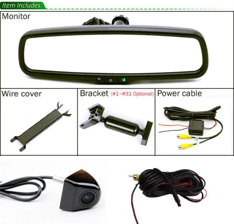 Автоматическое затемнение TFT LCD зеркало заднего вида монитор с задней камеры ночного видения 4,3"  - Изображение 2 из 4