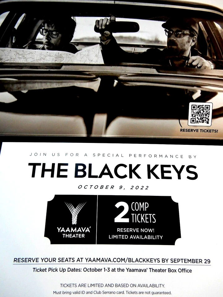 THE BLACK KEYS CONCERT TICKET Advertisement 10/9/22 YAAMAVA RESORT CASINO Rare - Image 3 of 4
