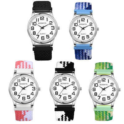Men Women Elastic Soft Nylon Sport Band Quartz Watch 22MM Braided Solo Loop Band