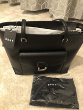 DKNY- Leather Tote Bag - in BLACK