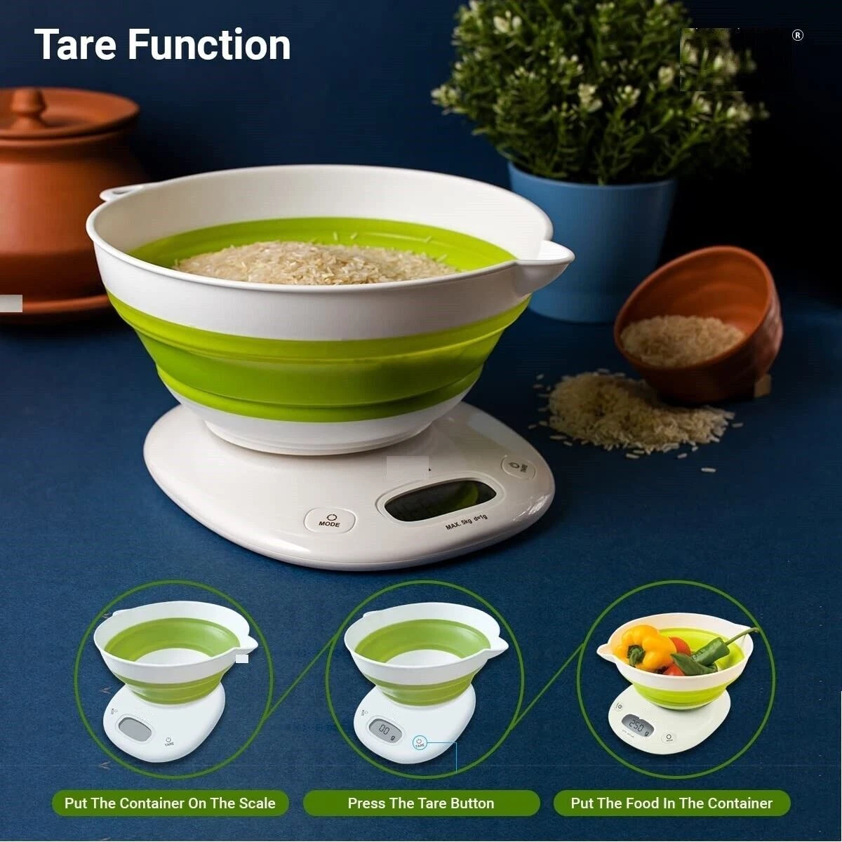 Digital food top scale with bowl