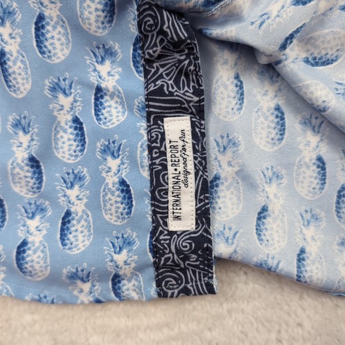International Report Tropical Collection Blue Short Sleeve Button Up Shirt Large - Picture 6 of 7