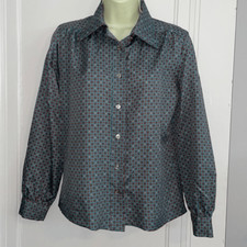 Vtg 70s/80s You-nique green paisley print button down shirt