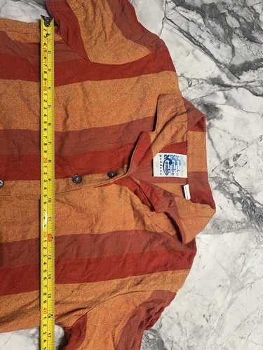 Vintage 90s Surf Mambo Goddess Women’s Orange Red Striped Button Up Polo Size 10 - Picture 5 of 5