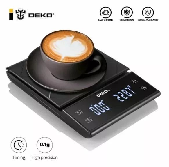 DEKO Portable Electronic Digital Coffee Scale With Timer High Precision LED