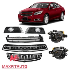 Front Grille Set&Foglights W/Bezels Combo 7pcs Fits Chevrolet Malibu 2013