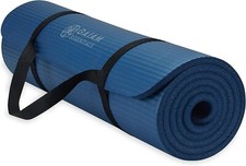2/5 Inch Thick Yoga Mat Fitness Exercise Mat 72"x24" w/ Carrier Strap, Navy Blue