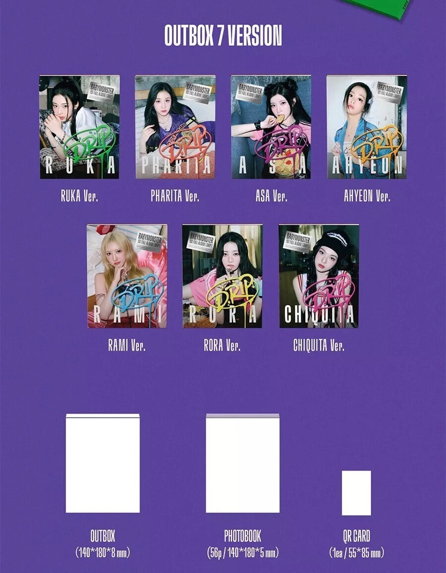 BABYMONSTER DRIP YG TAG ALBUM ver 7種セット 楽天市場】【YG特典選択】 アルバムメンバー選択 / BABYMONSTER