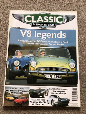 CLASSIC & SPORTS CAR MAGAZINE-V8 LEGENDS AC COBRA/MUSTANG GT350 COVER-FEB 2001