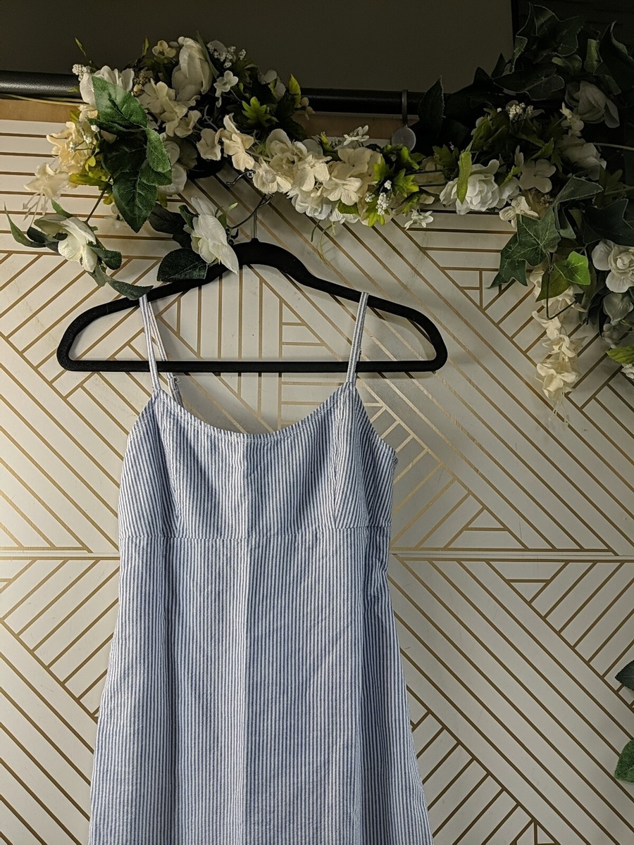 Brandy Melville Women's Blue White Striped Mini Dress w Bow