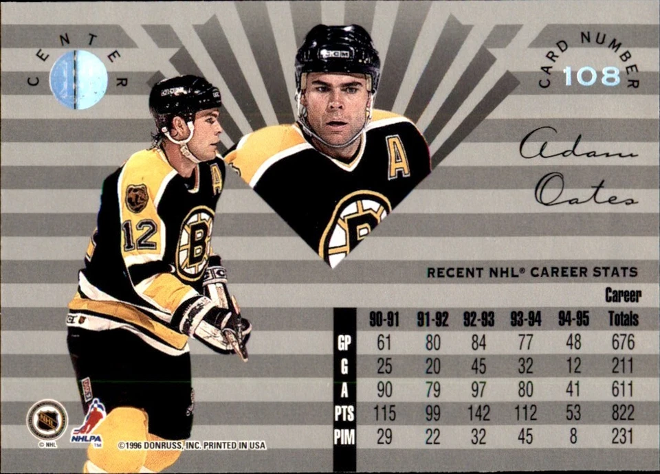 1995-96 Leaf Limited #108 Adam Oates BOSTON BRUINS - Image 2 of 2