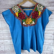 Vintage Hand Embroidered Mexican Huipil Peasant Top Cotton, Boho Hippie No Size