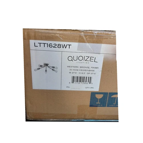 Modern 5 Light Quoizel LTT1628WT Latitude Flush Mount Western Bronze FREE SHIPNG - Picture 2 of 2