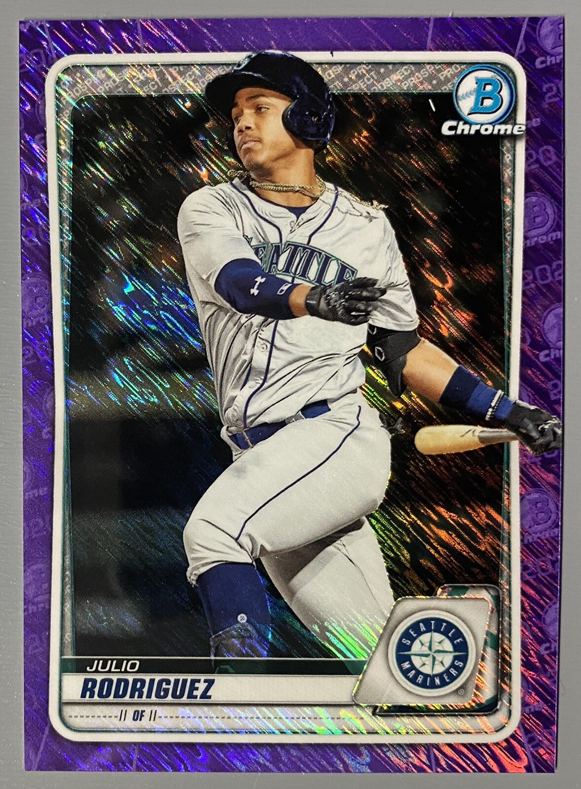2020 Bowman Chrome Julio Rodriguez Purple Shimmer Refractor #BCP-175 Mariners
