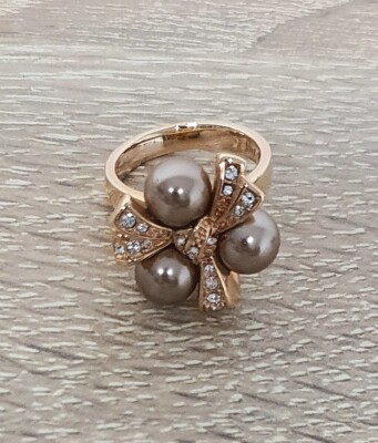 Pierre Lang Fashion Jewelry Statement Ring White Stones Beads Old Models