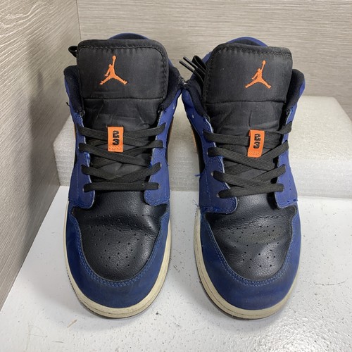 NIKE AIR JORDAN 1 GS LOW BLACK RUSH BLUE ORANGE BRILL 553560-480 SHOES 6.5Y/6W - 第 2/11 張圖片