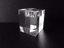 Crystal Glass Block Cube Tea-Light Holder, Clear