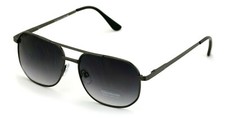 Metal Aviator Sunglasses - Gradient Lens Spring Hinge Square - Gold Black Brown