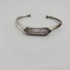 Bangle Cuff Bracelet Silver Tone Clear Boho Southwestern Geometric Bangle