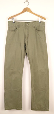 Levi's 514 Men's 36X34 Slim Straight Jeans Olive Green Cotton Denim