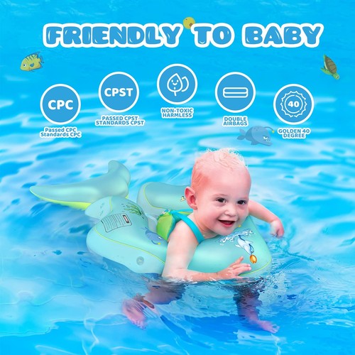 No Flip Over Baby Pool Float with Canopy UPF50+ Sun Protection Inflatable Bab... - Picture 5 of 7