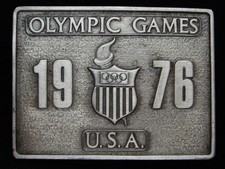 QC13127 VINTAGE 1976 OLYMPIC GAMES U.S.A. SPORTS COMMEMORATIVE BELT BUCKLE