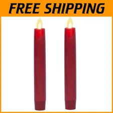 Realistic Flickering Flame Taper Candles - Set of 2