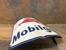 Rare Visible Gas Pump Porcelain Sign Service Station Oil Can Mobil Curved