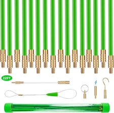 YIYITOOLS 22FT Fiberglass Electrical Wire Running Kit, Wire Fishing Tools Fish T