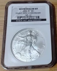 2006 W Silver Dollar Set, 20th Anniv., Burnished American Silver Eagle, NGC MS69