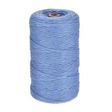1/8" 656 Feet Macrame Cord, Cotton Cord Rope String Single Strands Mist Blue