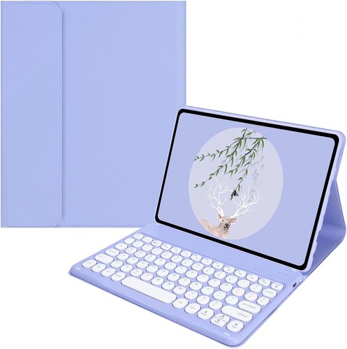 for Kindle Fire HD 10 Keyboard case 2021,Detachable Round Keys Purple ...