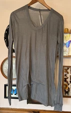RICK OWENS 2019 Larry gray Thin Knit Scoop Neck T-shirt Sz 4 IT 40 raw edges