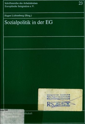 Sozialpolitik in der EG Band 23 Referate der Tagung des Arbeitskreises Europäisc